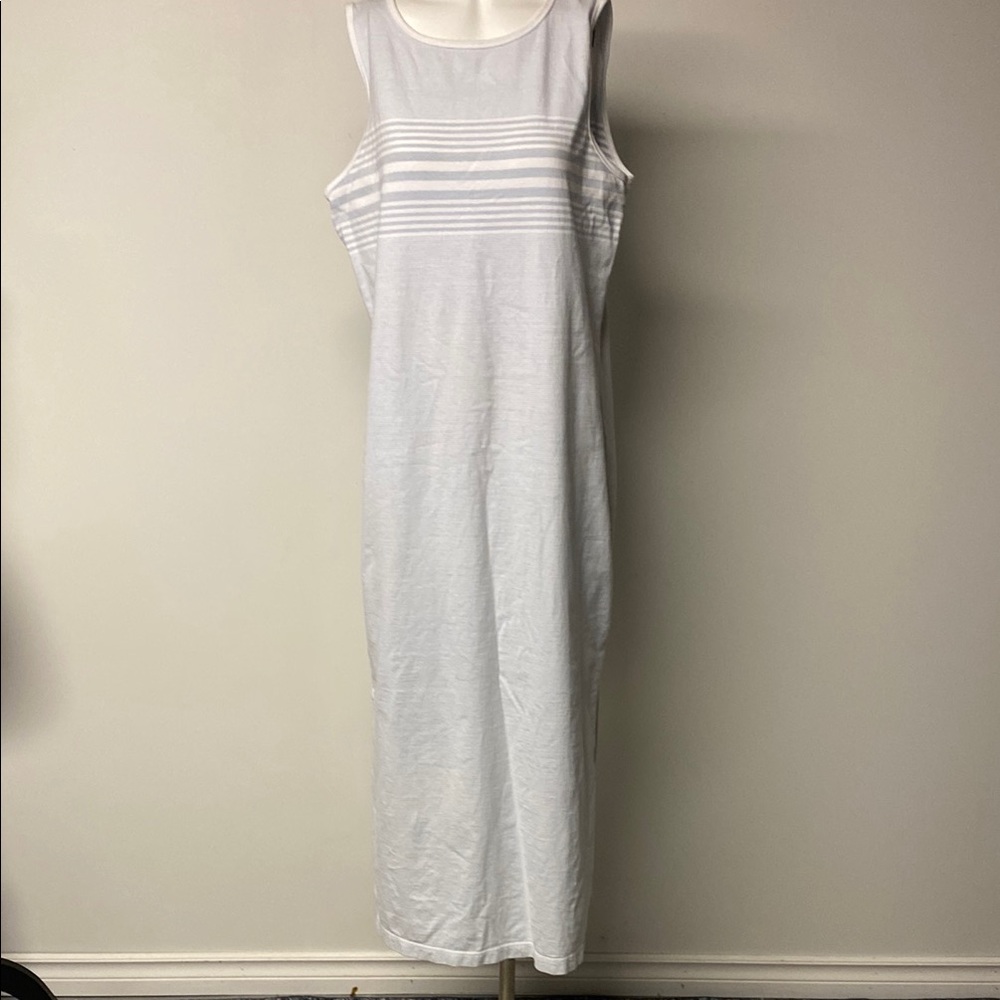 NORTON STUDIO Vintage White and Blue Sleeveless Sheath Maxi Dress 100% Cotton